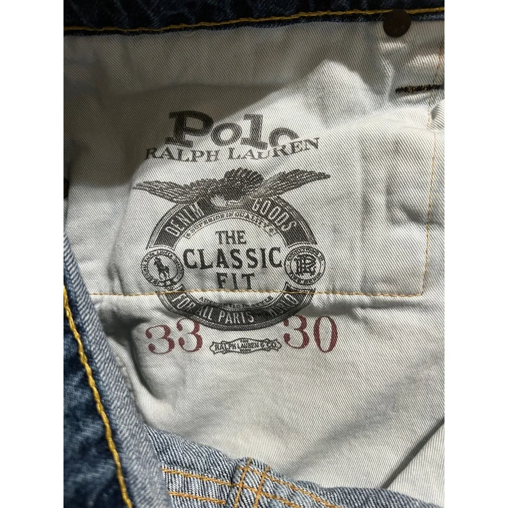 Polo Ralph Lauren Classic Fit Mens Blue Denim Button Fly Jeans 33x30